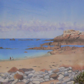 Aquarelle "plage bretonne"