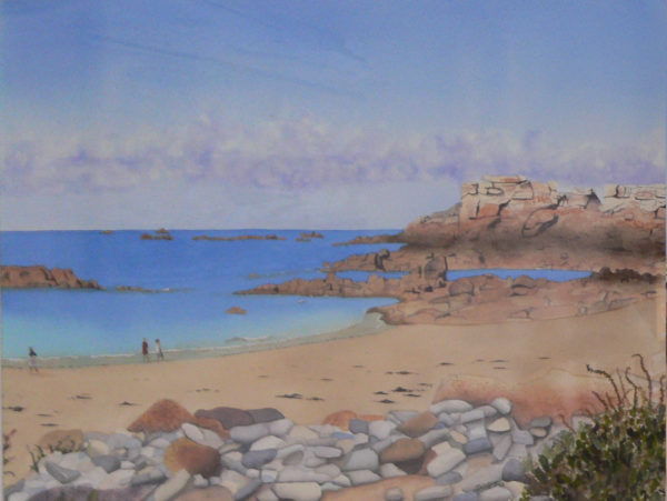 Aquarelle "plage bretonne"