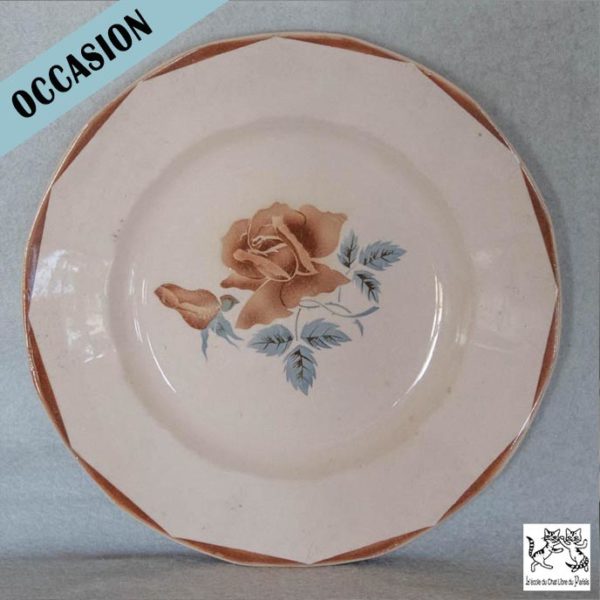 Assiette décorative DIGOIN Sarreguemine, motif rose